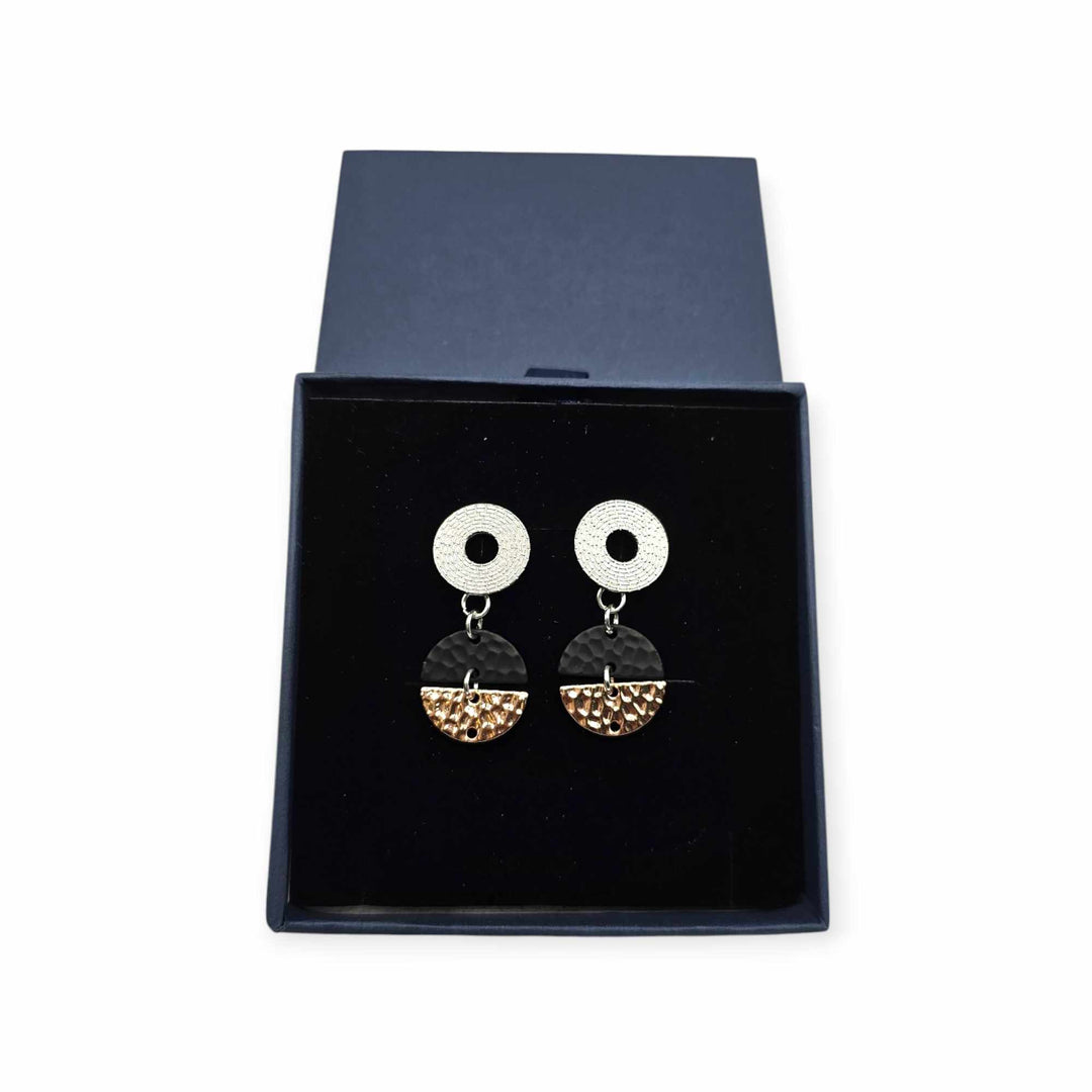 Boucles d'oreilles lune bicolore