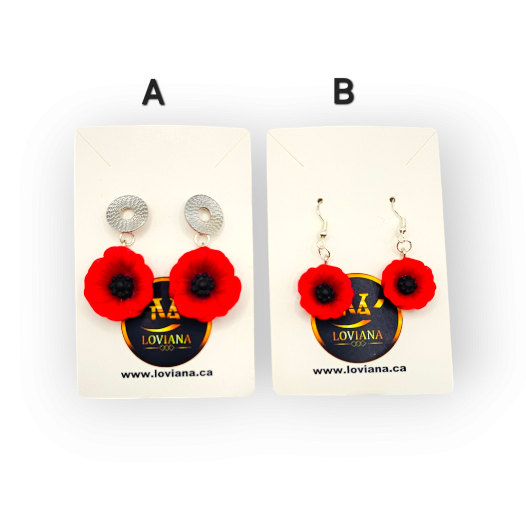 Boucles d'oreilles coquelicot