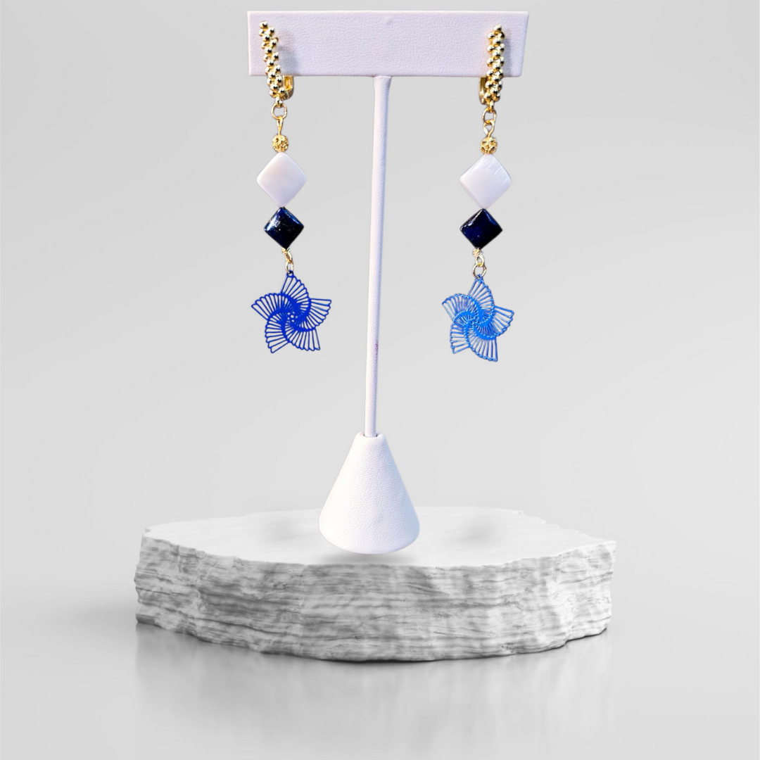 Boucles d’oreilles Fleur Bleu Céleste