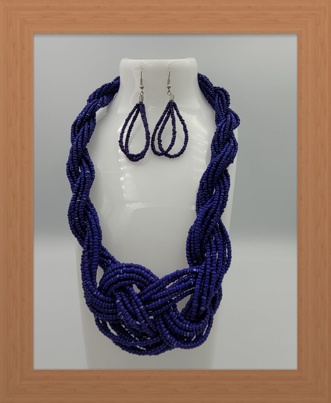 Beaded and braided earring and necklace