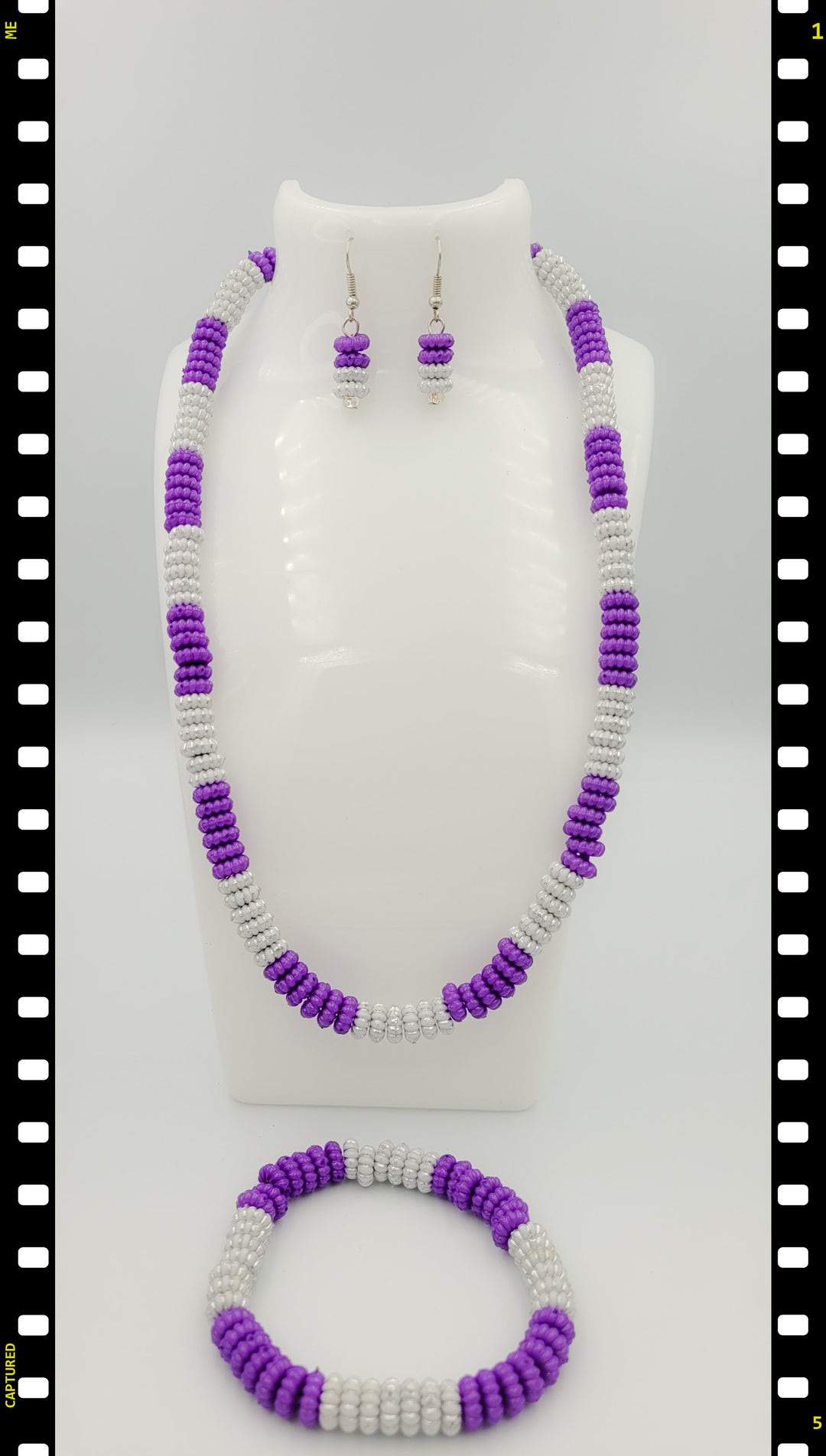 Necklace, bracelet and earring