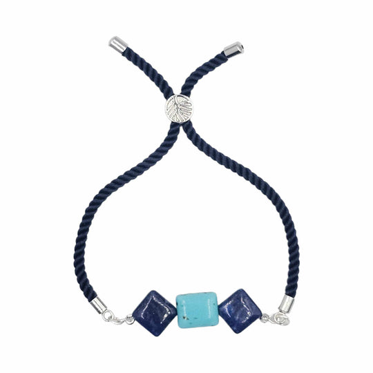 Bracelet ajustable Duo turquoise lapis