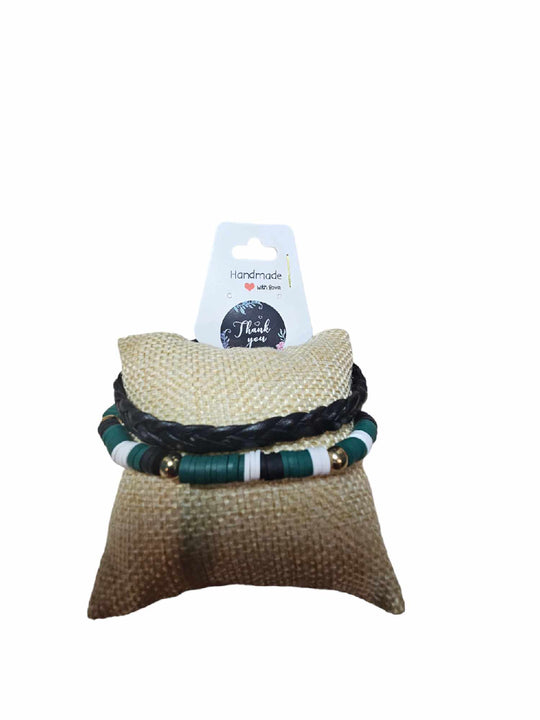 Ensemble Bracelets en cuir et perles