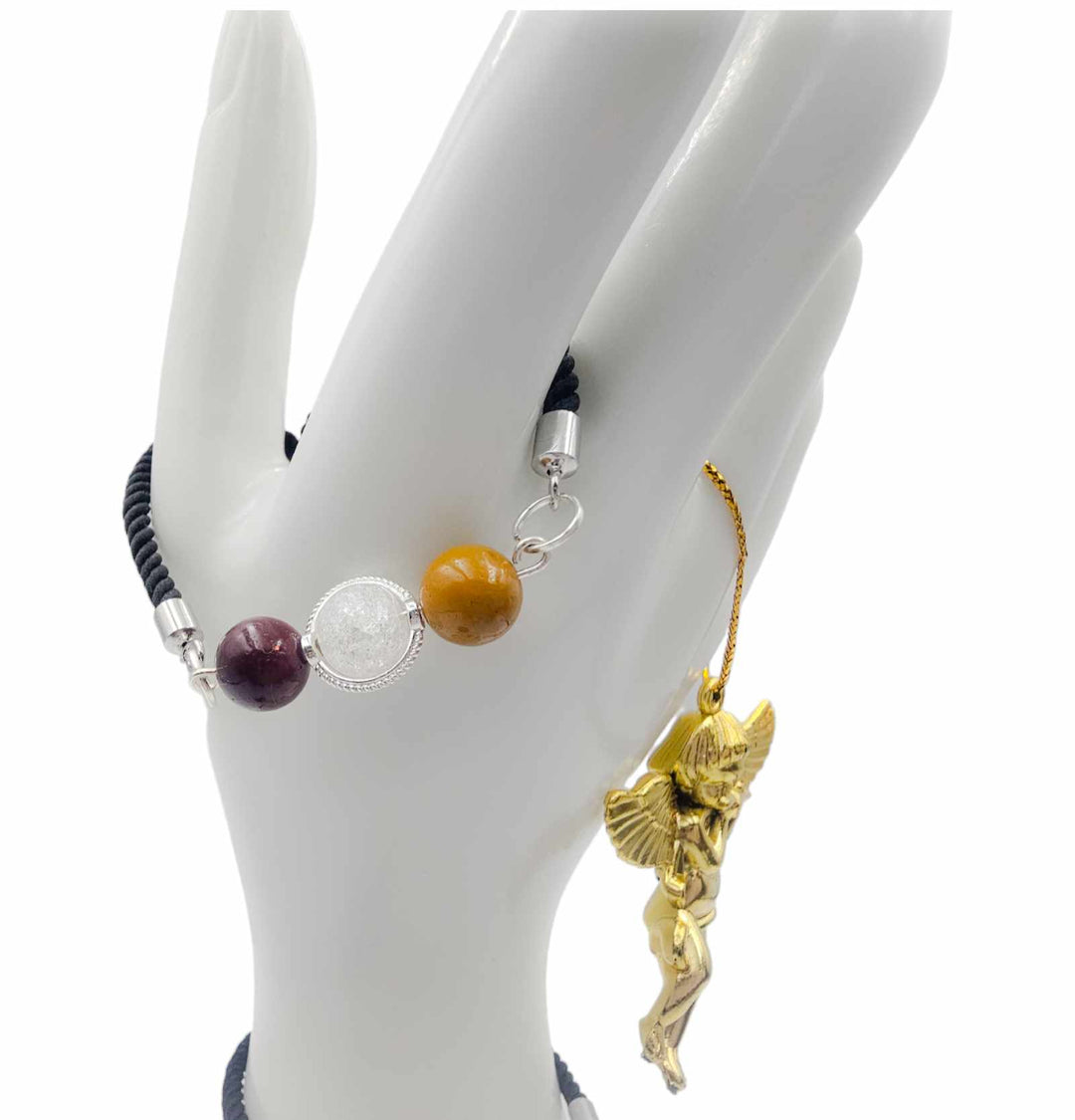 Adjustable frosted planet bracelet