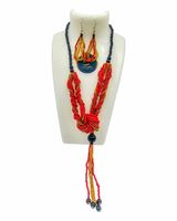 Beaded and braided earring and necklace