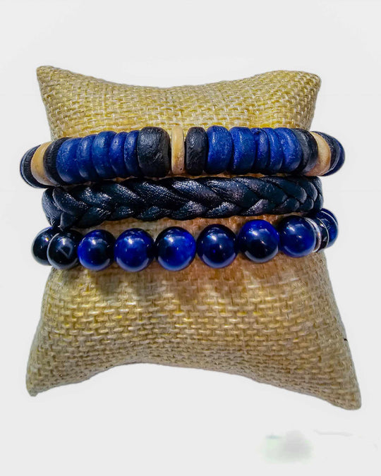 Ensemble Bracelets en cuir et perles
