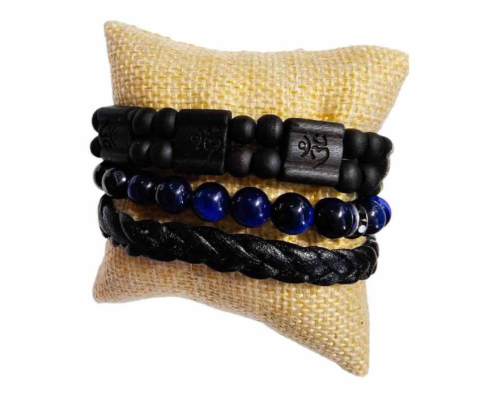 Ensemble Bracelets en cuir et perles