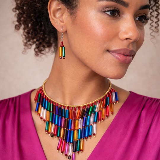 Waterfall necklace and earrings