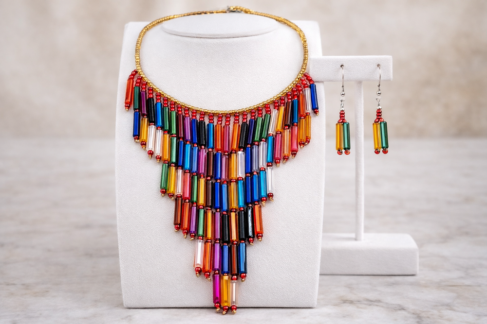 Waterfall necklace and earrings