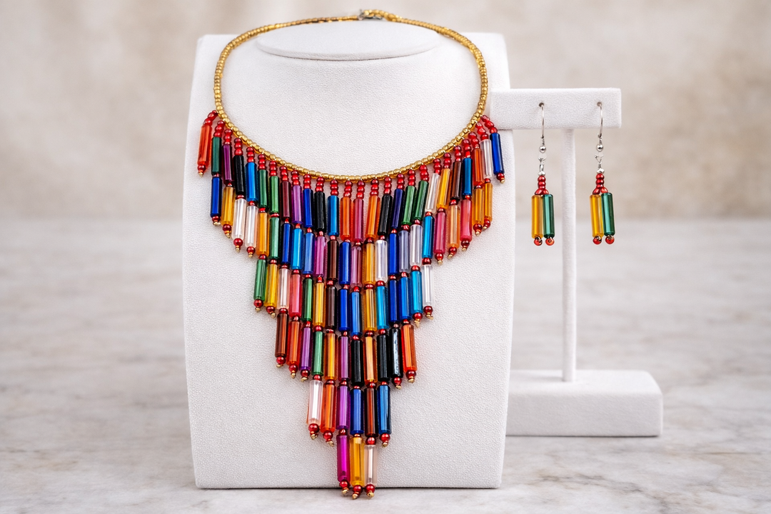 Waterfall necklace and earrings