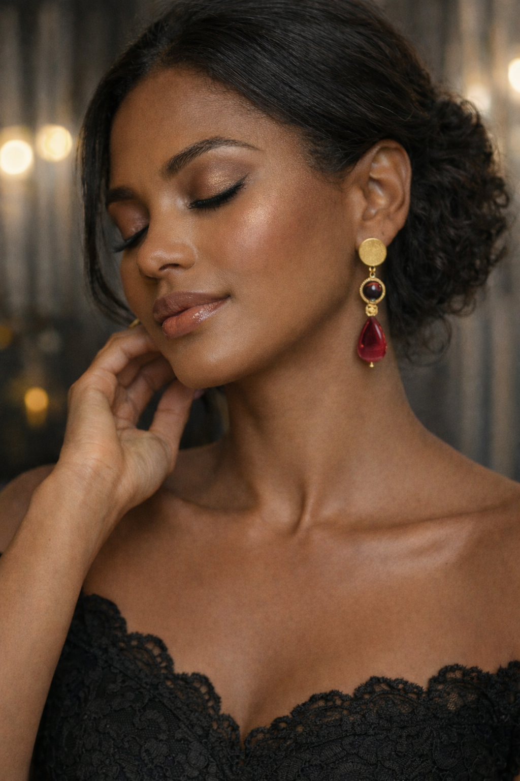 Boucles d’oreilles Luna Rubis